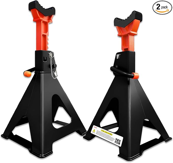 Upgraded 6 Ton Jack Stands (13,200 LBs) with 2 Crossbars&Double Locking - Heavy Duty Adjustable Car Jack Stand for Trucks, SUV, Car, UTV/ATV Garage Lifting Tool, 15.35"-22.05" Height, 1 Pair