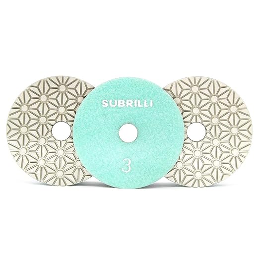 Dry/Wet 3 Step Diamond Polishing Pads 4" Sanding Discs Grit 3 for Granite Marble Concrete (3-Pcs)