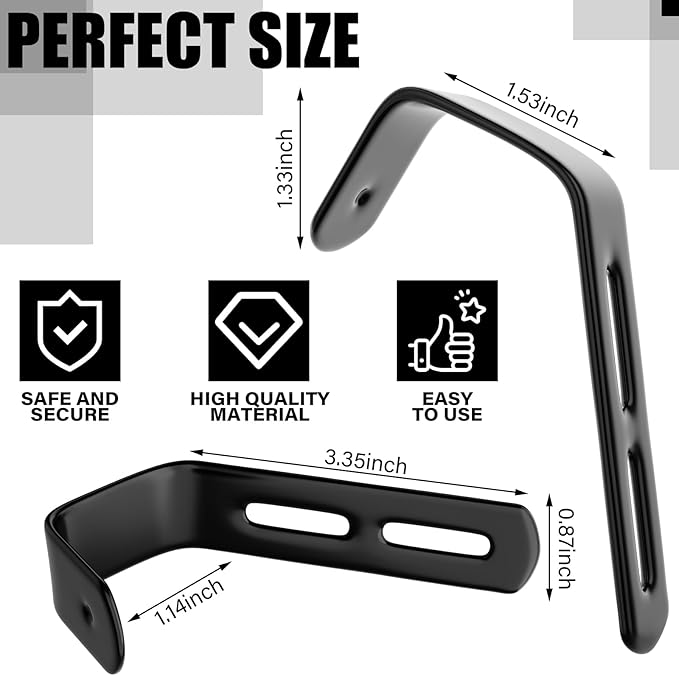 4 Set Angled Bunk Bed Ladder Hooks PVC Adjustable Coated Stainless Steel Iron Bunk Bed Ladder Hooks Brackets Heavy Duty RV Utility Hook Hanger J Hooks Metal with Mounting Screws