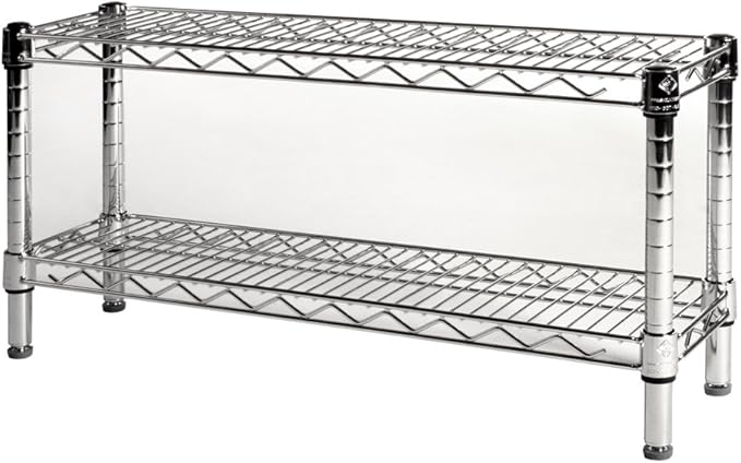 Shelving Inc. 8" d x 30" w Chrome Wire Shelving with 2 Tier Shelves, Weight Capacity 800lbs Per Shelf