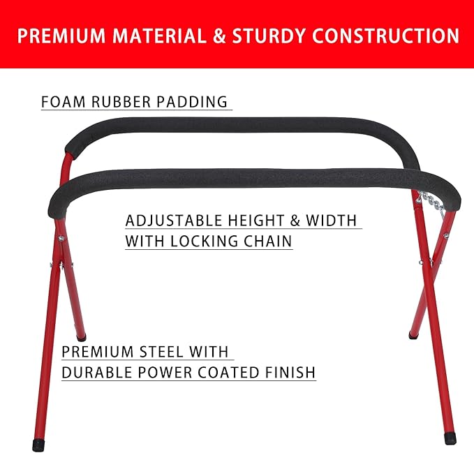 Portable Workbench Folding Work Stand, 1,000 Pound Capacity Foldable Work Table, Heavy-Duty Bumper Stand for Garage and Shop in Red