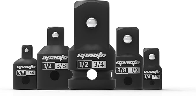 EPAuto 1/2-inch Drive Click Torque Wrench + 5 Pieces - Impact Socket Adapter