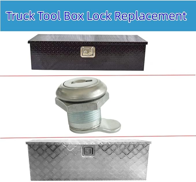 2 Pack Truck Tool Box Lock Replacement with Keys Pickup Toolbox Latch Cylinder, 5/8" Cylinder Replacement