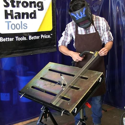Steel Welding Table, 1.1″ (28mm) Tabletop Slots, Adjustable Angle & Height, Casters, Retractable Guide Rails, Eccentric Leveling Foot, TS3020