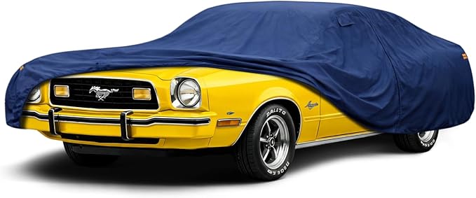 Coverlex Premium 1974-1993 Ford Mustang Car Cover Waterproof All Weather, Heavy Duty Car Tarp Custom Fit for Ford Mustang Foxbody GHIA, Cobra, Mach 1, L, GL, GLX, LX, GT, SVT Cobra