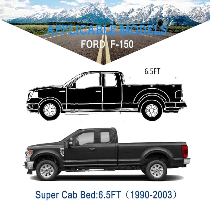 Kaugung 6 Layers Truck Cover Waterproof Custom Fit Ford F150 SuperCab 6.5ft Bed from 1990 to 2003, 6 Layers Heavyweight Pickup Car Cover Outdoor Indoor Sun UV Rain Snow Wind Protection.