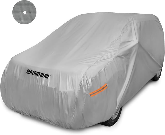 Motor Trend Safeguard Heavy Duty Car Cover for Vans & SUVs - Car Tarp Waterproof All Weather SUV, Sun Protection, UV Rain Snow Winter, Outdoor Reflective - Up to 210" Length