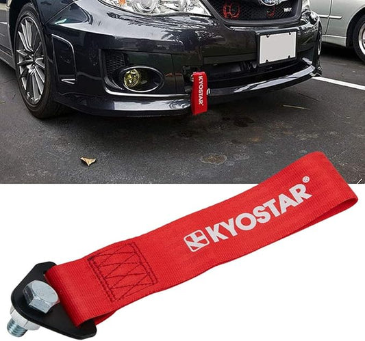 Kyostar Universal Racing Tow Strap for Front or Rear Bumper Towing Hooks (Red)