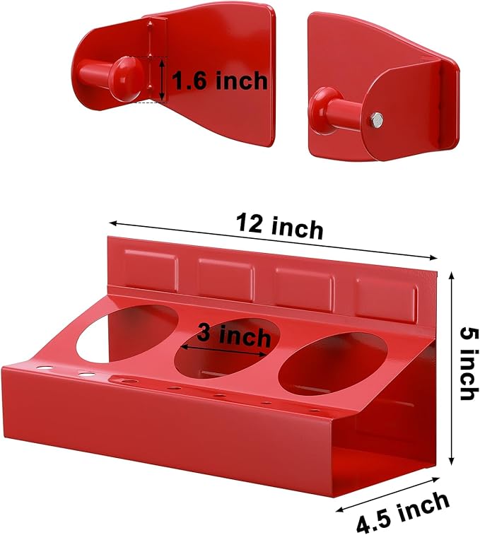 Mayouko Magnetic Toolbox Shelf & Tray Set, 4-Piece Tool Box Cabinet Side Shelf Storage, Workshop, Spray Can & Tissue Holder, Red