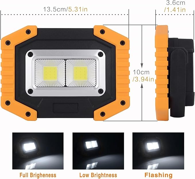 OTYTY LED Work Light Rechargeable, 30W 1500LM Battery Powered Portable Flood Lights with Magnetic Base, 4200mAh Battery for Camping Outdoor Car Repairs Job Site Lighting 2 Pack