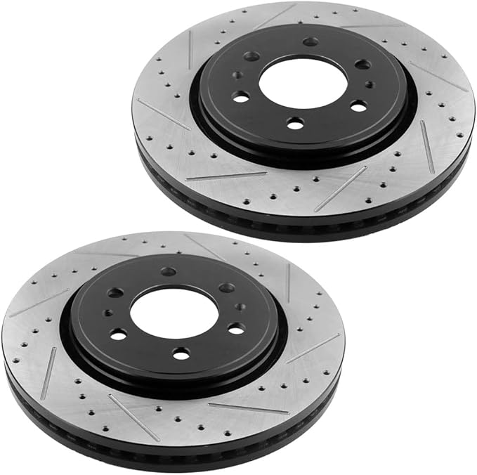 Front Brake Rotors and Pads Kit for 2010-2020 Ford F150, 2010-2021 Ford Expedition, 2010-2021 Lincoln Navigator Drilled and Slotted E-Coating Disc Brake Rotors Ceramic Brake Pads