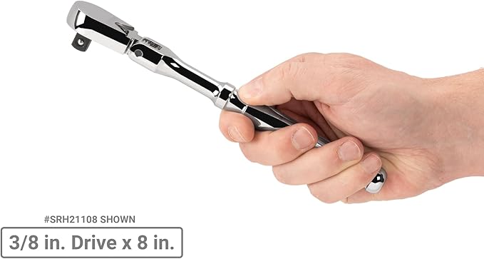 TEKTON 1/4, 3/8, 1/2 Inch Drive Flex Head Ratchet Set, 3-Piece (6, 8, 10-1/2 in.) | SRH92004