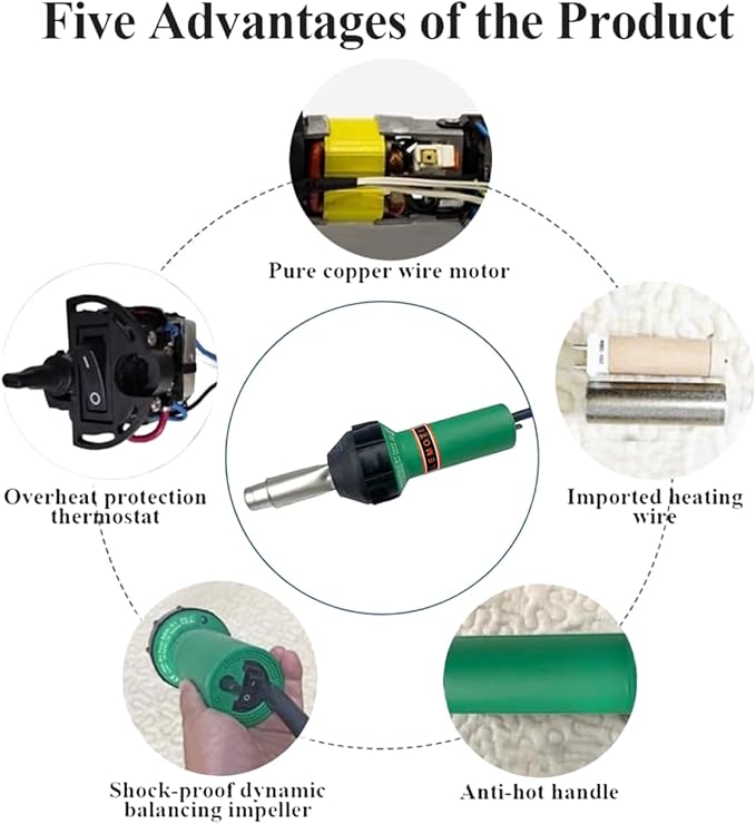 110V 1600W Plastic Hot Air Welding Gun Heat Plastic Welder Torch