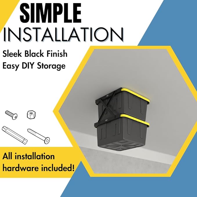 Koova Dual Rail Heavy Duty Overhead Garage Storage System - Stacking Overhead Storage Rails, Made in USA, Easy Installation, Hardware Included, Tote Bin Storage Solution