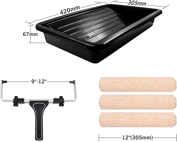 ROLLINGDOG 9-12 Inch Paint Roller Kit - Adjustable Paint Roller Frame, 3 PCS Microfiber Roller Covers,Plastic Paint Tray for Home Painting & DIY Projects(Pack of 5)