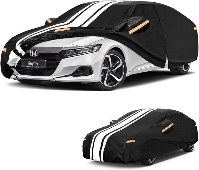 Kayme Honda Accord Car Cover Waterproof All Weather for Automobiles, Custom Fit for Accord Sedan/Coupe (2001-2025), Gift with Tape/Towel, Outdoor Full Exterior Cover Rain Snow Sun UV Protection.