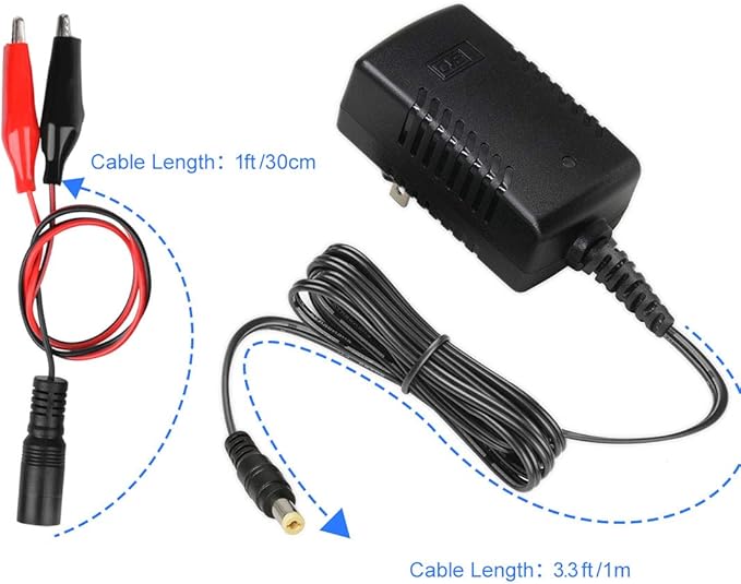 TalentCell AC/DC 12V LiFePO4 Battery Charger, 14.4 14.6V/1.5A Output with Dual Alligator Clips Connector for 4S 12/12.8V Rechargeable Lithium Iron Phosphate Battery Pack