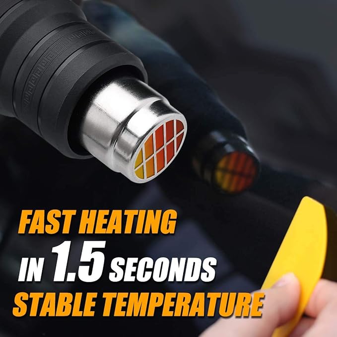 Heat Gun Kit 1500W Variable Temperature with Digital Display,5 Nozzles,Hot Air Gun 122℉-1112℉,Fast Heating for DIY Shrink PVC Tubing/Wrapping/Crafts,Stripping Paint(1500W LCD Digital Display)