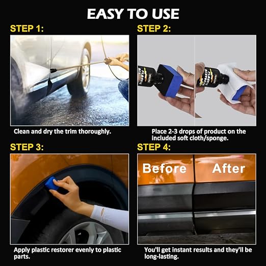REALINN Plastic Restorer - Cars Ceramic Coating Trim Restore, Shines & Protects Plastic, Vinyl & Rubber Surfaces