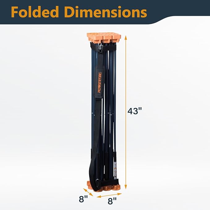 POWERTEC Arachni Flex Portable Workbench 4x4ft Collapsible Workstand - Heavy Duty Folding Work Table Base, 3500 lbs Capacity 36 Inch Work Height, No Assembly Mobile Work Station w/Carry Strap (71927)