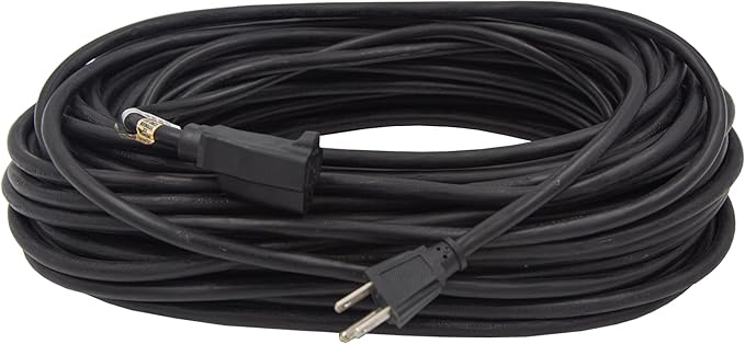 100FT Outdoor Extension Cord-16/3 SJTW Durable Black Extension Cable with 3 Prong Grounded Plug for Safety,Great for Outside Christmas Decorations