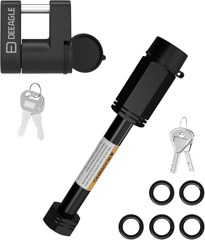 DEEAGLE Trailer Lock Set and Anti Rattle Hitch Pin Kit (0.25 inch)