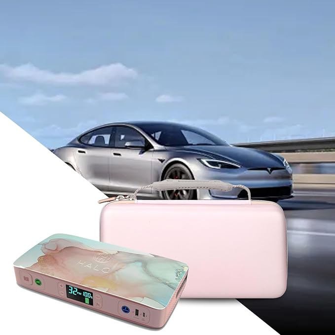 FBLFOBELI Hard Carrying Case for Halo Bolt Ultimate 2.0 & 3.0/for Halo Bolt Air + 55500 1750/for Halo Bolt Air 58830 Portable Vehicle Jump Starter with Air Compressor (Case Only) (Rose Gold)