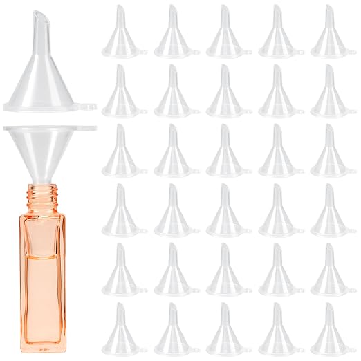 120 Pcs Mini Clear Plastic Funnel, Little Small Funnel Set Kit for Lab Bottles Essential Oils Perfumes Powder Spices Sand Art Capsule Kitchen