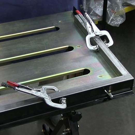 Steel Welding Table, 1.1″ (28mm) Tabletop Slots, Adjustable Angle & Height, Casters, Retractable Guide Rails, Eccentric Leveling Foot, TS3020