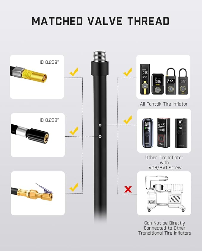 Fanttik Air Pump Hose Adapter and X9 Pro Tire Inflator Portable Air Compressor