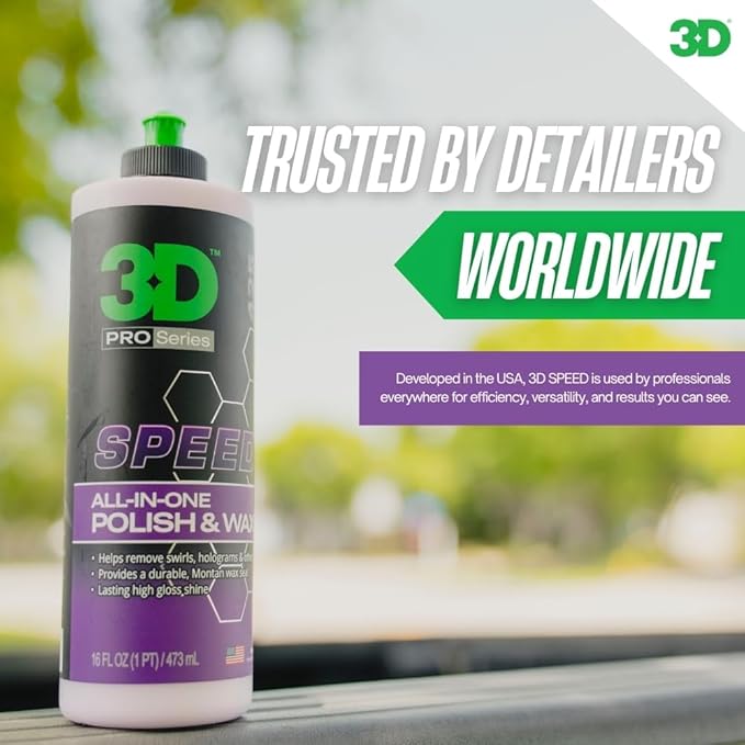 3D Speed All-In-One Polish & Wax – Scratch & Swirl Remover, Clear Coat Safe Paint Sealant – High Gloss Finish, Easy Application – 8oz – Made in USA