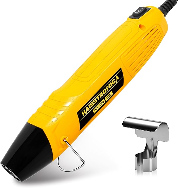 haisstronica Mini Heat Gun 350W, 2 Temp Settings 482°F/752°F (250°C/400°C), Hot Air Tool with Metal Stand & Nozzle Guard, 110V Corded Heat Shrink Gun for Shrink Tubing, Crafts, Embossing, Vinyl Wrap