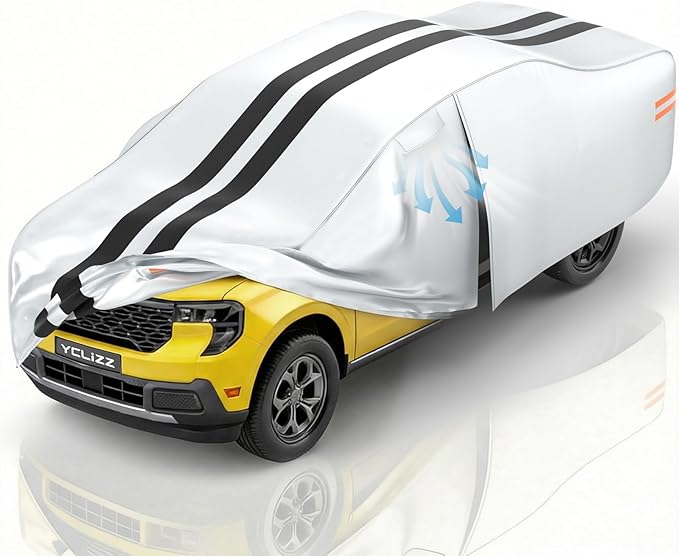 car Cover Custom Fit Ford Maverick 2021-2026, Outdoor Waterproof with Breathable Vents All Weather, 10 Layers Heavy Duty Full Exterior Car Covers for Rain Sun UV Protection with Door Zipper
