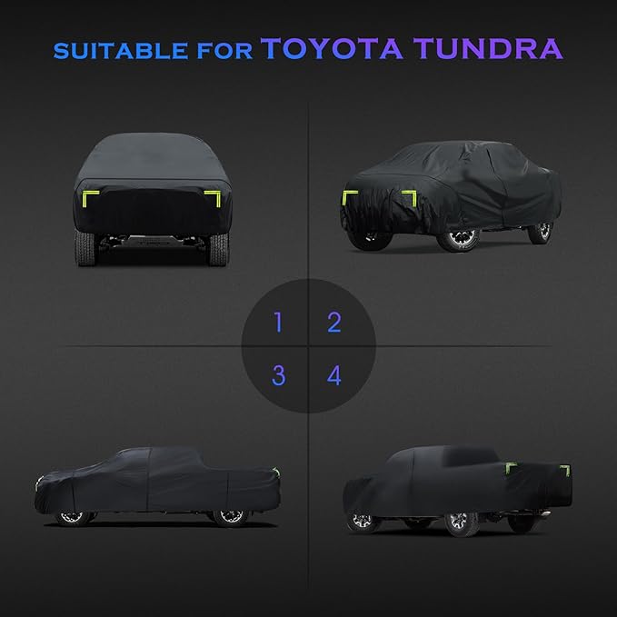 Car Cover Custom Fit for Toyota Tundra 2007-2026,6 Layers Truck Cover Waterproof All Weather for Automobiles,Outdoor Full Exterior Cover Black,Up to 233.6 inch, 5.5 Bed Length