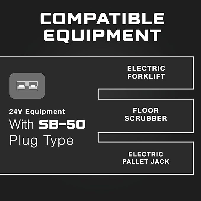 FORM 24 Volt Battery Charger for Genie Skyjack, JLG Scissor Lift, Forklift, Electric Pallet Jack, Floor Scrubber - 24V 25A (24V SB-50)