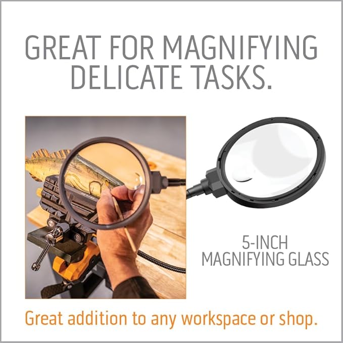 Work IQ Tools IQ Connect | Hands-Free Accessory System with 3 Bench Mounts | Includes Magnifying Glass, Rechargeable Work Light & Cell Phone Holder | Work Bench Accessories Compatible with IQ Vise
