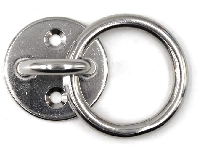 Flomore M8 Ceiling Hook Pad Eye Plate 304 Stainless Steel Wall Mount Hook Heavy Duty for Hanging (Pack of 2,Screws Included)