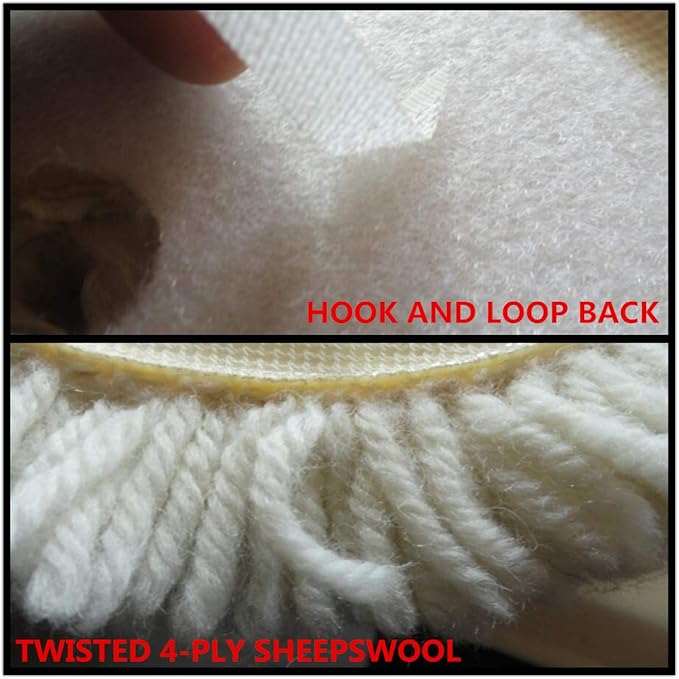 Wool Buffing Pad, 7" Car Polishing Pad with Hook and Loop for Polishing, Buffing & Cutting, 100% Twisted 4-ply Sheepswool Material, Durable, Thick and Aggressive