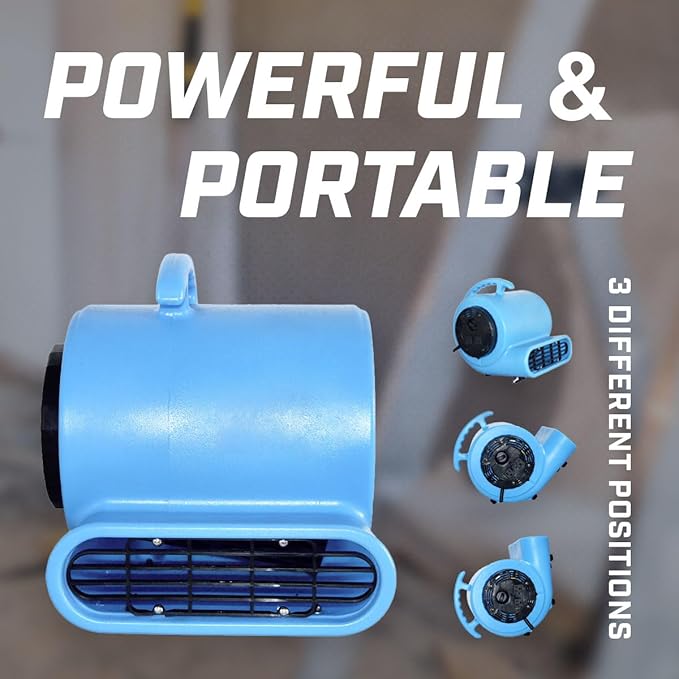 1/4hp 900CFM Air Mover Carpet Dryer Floor Fan Cooling Fan - Industrial Heavy Duty Abanico de Piso Blower Fan with High Power for Commercial Industrial and Pro Janitorial Use [WWD28]