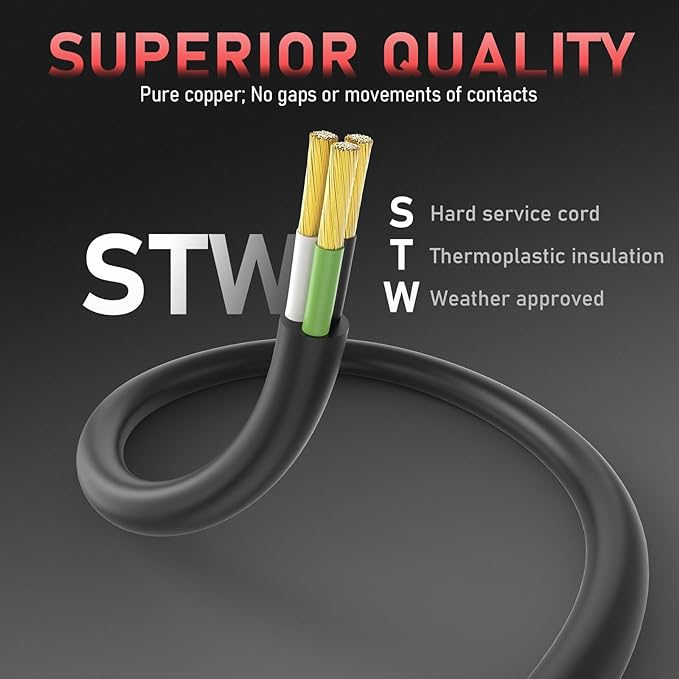 YESWELDER 40ft 250 Volt Welder Extension Cord 10 AWG Power Extension for Welding Machines， NEMA 6-50P to 6-50R