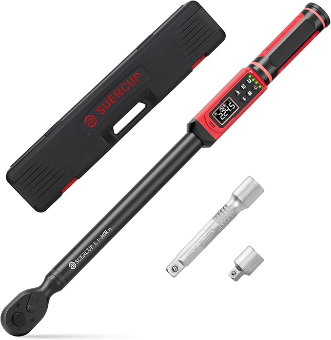 1/2-inch Digital Torque Wrench(3.8-250.8Ft.Lb/5.1-340Nm) ±1% Accuracy Digital Torque Wrench with Vibration, Buzzer,LED Notification and Five Units of Measure, for Car,Motorcycle Repair, DIY
