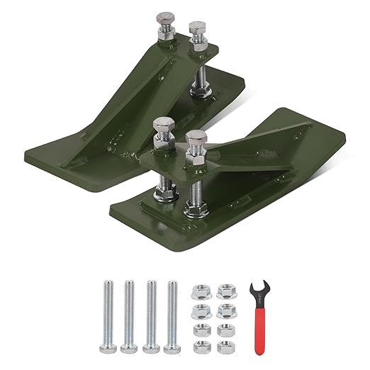 Doppy 2Pcs Tractor Bucket Protector, 3/8'' Thick Snow Skid Tamer, Double Hex Lock Nuts & Bolts Included for Snow Removal, Leaves, Gravel Spreading, Green