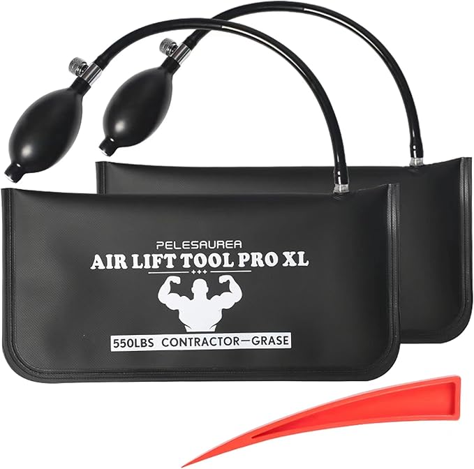 Air Wedge Bag 2pcs, Inflatable Air Shim with Pry Bars, Commercial Grade Air Wedge Pump Kit
