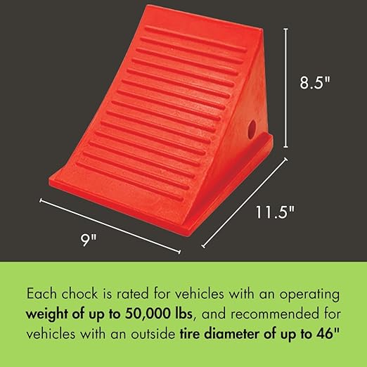 Checkers One Large Wheel Chock for 32-46" Tires, Heavy Duty Wheel Chocks for Semi Trucks, Utility, Tractor Trailer, 50k lb Load Capacity, Made in The USA, Polyurethane, UC1500-4.5