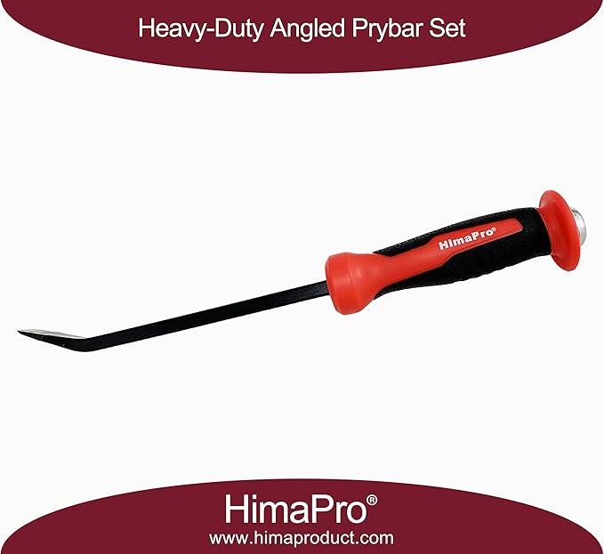 HimaPro Heavy-Duty Angled Prybar Set, 4-Piece Heavy Duty Pry Bar with Strike Caps and Hand Protection Mechanism, Industrial Grade Steel with Angled Tip, Perfect For Prying, Scrapping, Lifting, Pulling