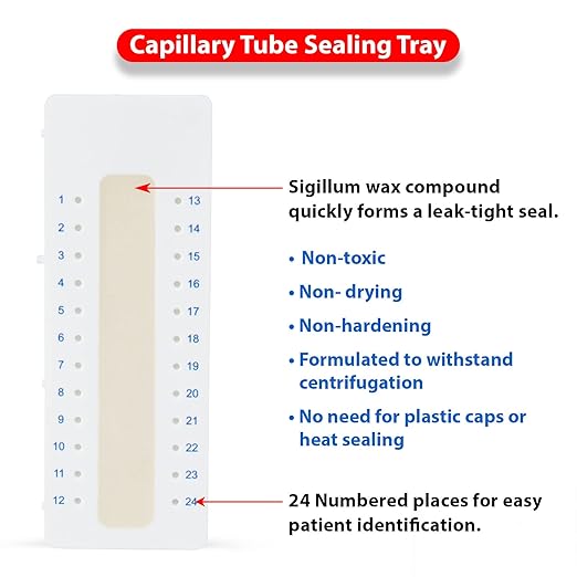 Globe Scientific 51601 Capillary Tube Holding Tray with Sigillum Wax Sealant, 24-Place, Pack of 10