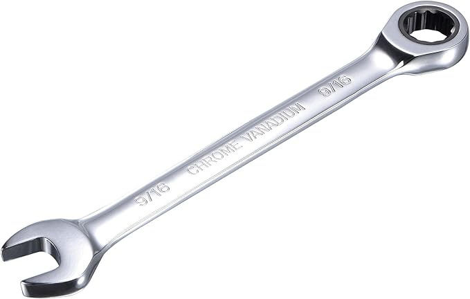uxcell 9/16 Inch Ratcheting Combination Wrench SAE 72 Teeth 12 Point Ratchet Box Ended Spanner Tools, Cr-V