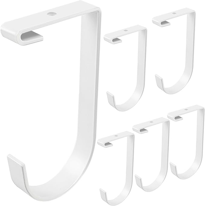 6-Pack Heavy Duty Flat Hook Accessory for Garage Ceiling and Wall Storage, Alloy Steel, White - Suitable for FLEXINOUMTS Racks