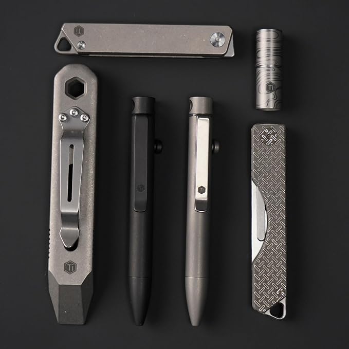 KeyUnity KR00 EDC Pocket Pry Bar Bit Bar Titanium Multitool with Pocket Clip