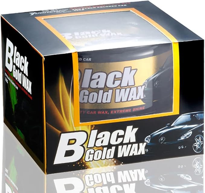 Black Gold Car Wax with Pad Solid Auto Carnauba Cars Care Polish Cleaner Waxing Repair Scratches Ceramics Coating for Black Cars 300g with Free Waxing Sponge, 10.6oz
